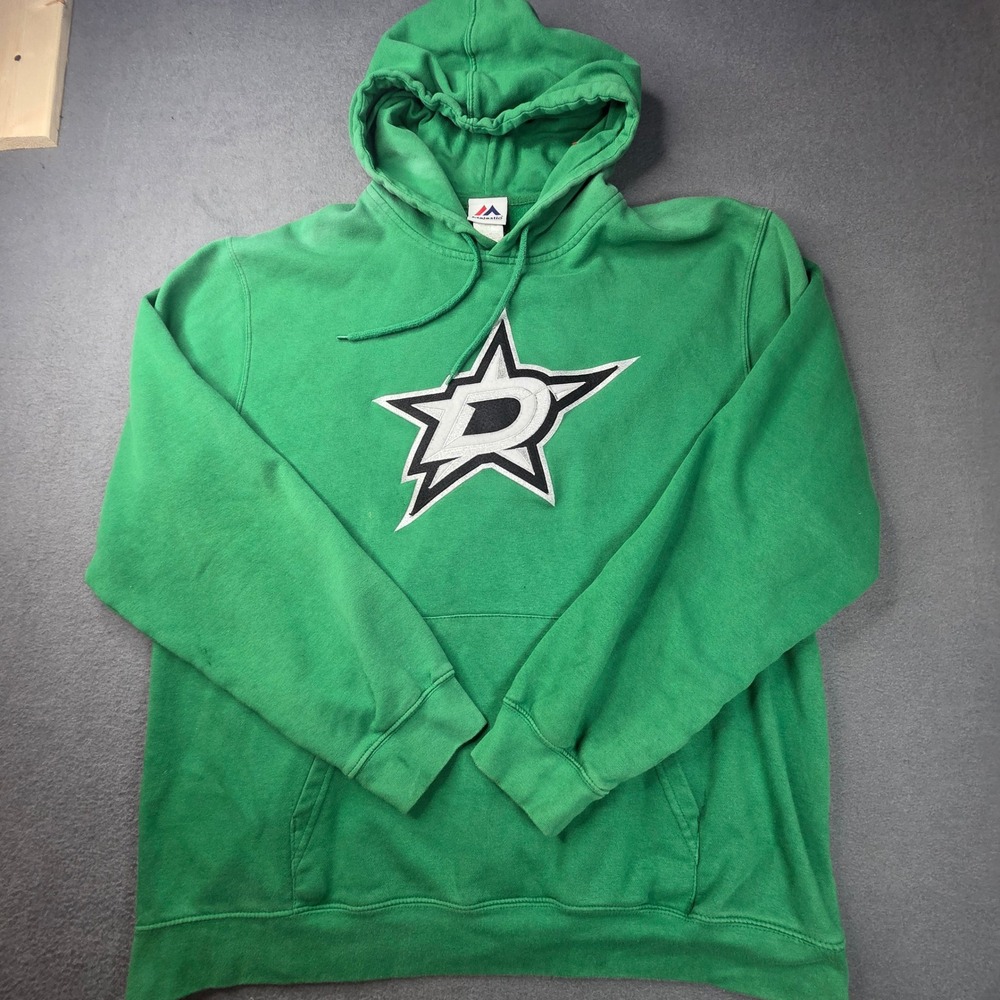 Majestic Dallas Stars NHL Hoodie Green Embroidered Logo Sweatshirt Mens XL